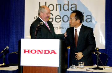 Atlanta --  Sonny Perdue, governor of Georgia and Koichi Kondo, president and CEO of American Honda Motor Co., Inc., joined in Atlanta to announce Honda's plans to build an automatic transmission plant in the city of Tallapoosa, Ga.  This announcement is